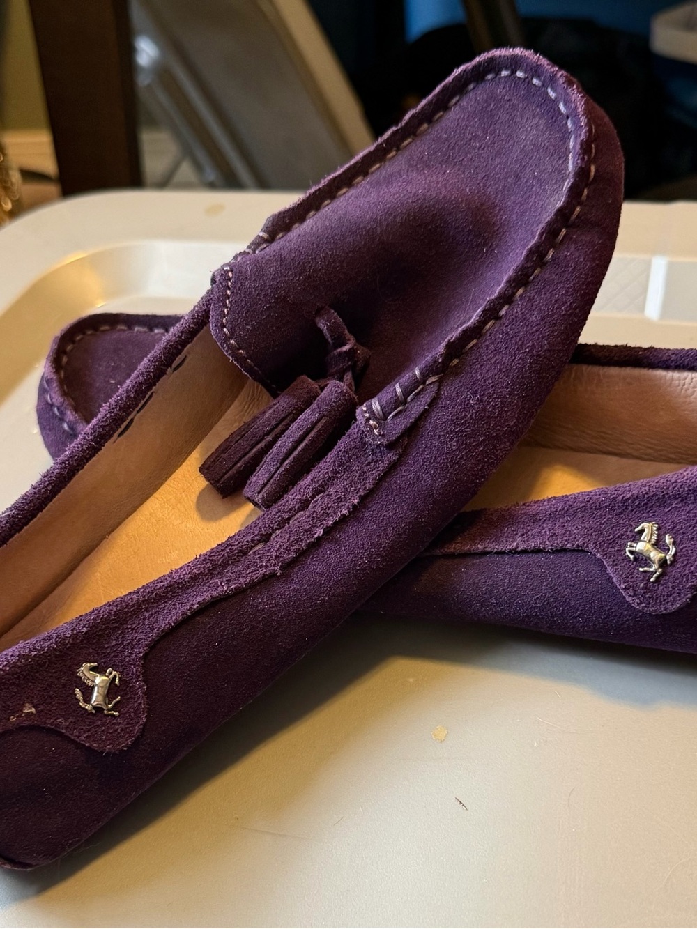 Women's Purple Suede Tassel Loafers